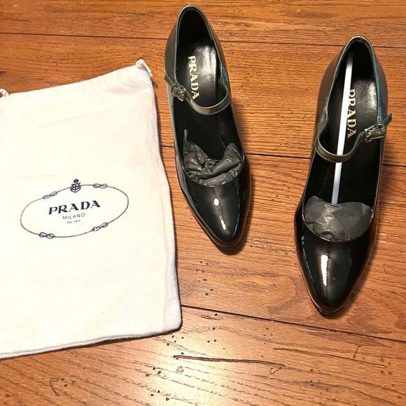 PRADA | Black to Gray Nero Gringio Ombre | Donna | Mary Jane Heels with Dust Bag - Picture 1 of 14